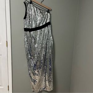 Silver Sequin One-Shoulder Dress